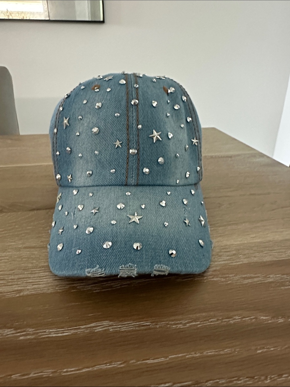 Rhinestone denim hat by Eighty Eight